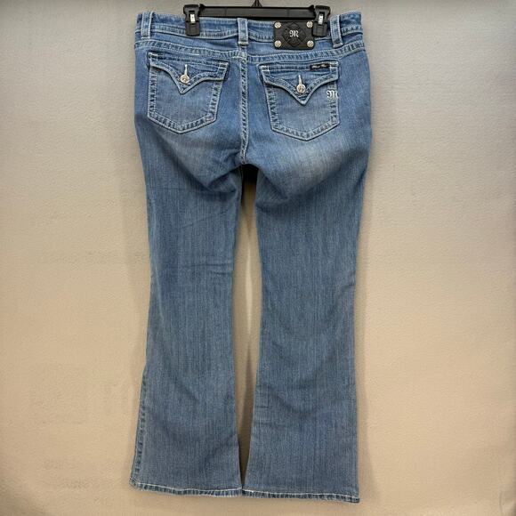 Miss Me Jeans Women's 32x34 (14) Blue Mid Rise Boot Cut Pocket Flaps Western - Picture 2 of 13